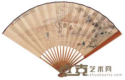 陈小翠 周炼霞 乙酉（1945年）作 山家迎春图 行书 成扇 